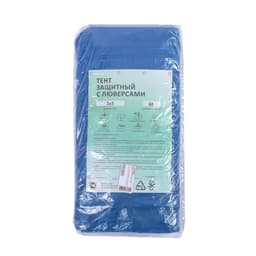 Тент защитный, 5×3 м, плотность 60 г/м², УФ, люверсы шаг 1 м, тарпаулин, УФ, голубой