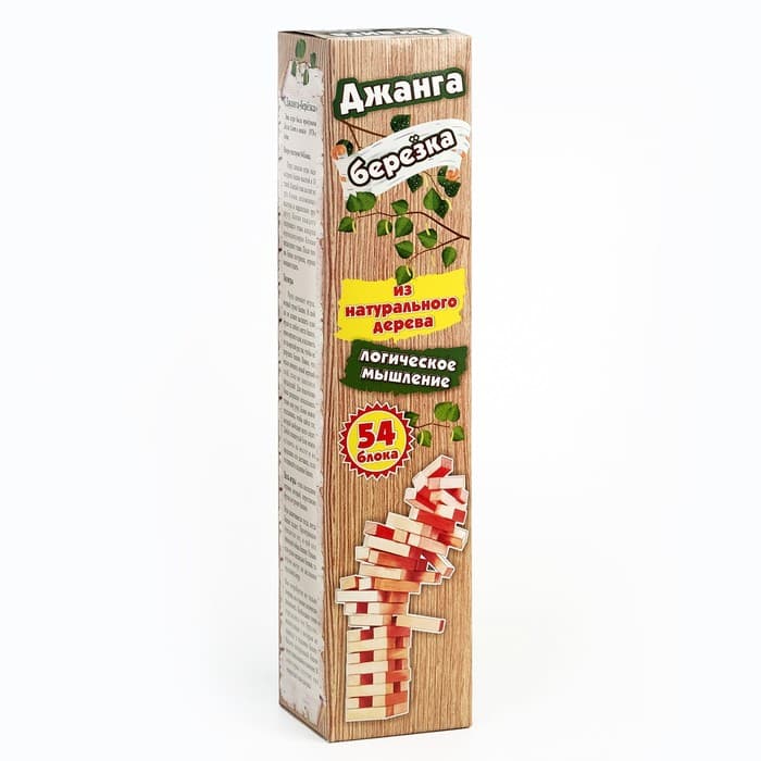 Падающая башня дженга, настольная игра Задира-плюс «Березка» макси, 54 бруска