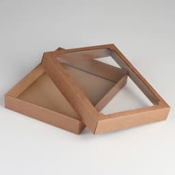 Коробка сборная, крышка - дно, с окном, крафт, 27.5×21.5×4.3 см