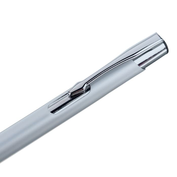 Ручка под логотип Calligrata, шариковая, автоматическая, синий стержень, узел 0.7 мм, корпус металлический, серебристый, матовый