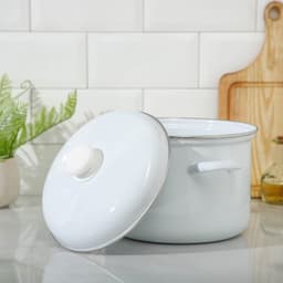 Кастрюля эмалированная, 6 л, d=24 см, с крышкой, без деколи, индукция, белая