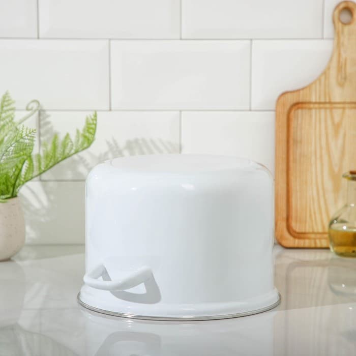 Кастрюля эмалированная, 6 л, d=24 см, с крышкой, без деколи, индукция, белая