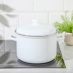 Кастрюля эмалированная, 6 л, d=24 см, с крышкой, без деколи, индукция, белая