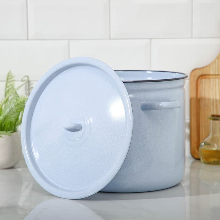 Кастрюля эмалированная, 12 л, d=28 см, с крышкой, без деколи, МИКС