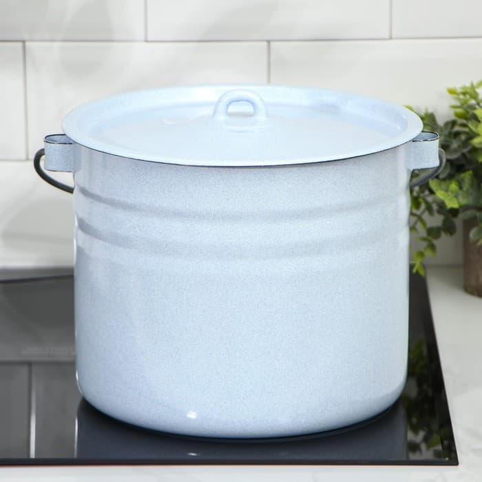 Ведро цилиндрическое эмалированное, 9 л, с крышкой, МИКС