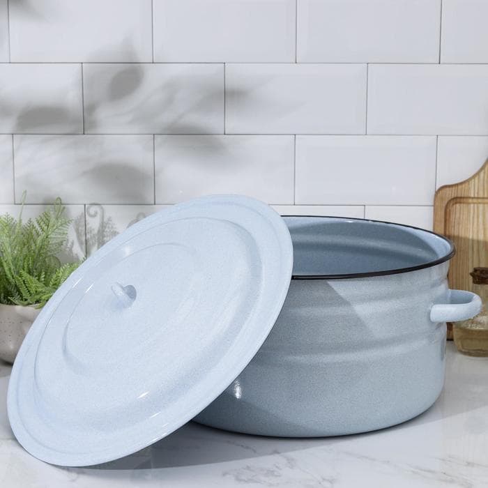 Бак эмалированный, 18 л, d=37.5, с крышкой, без деколи, МИКС