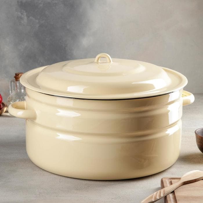 Бак эмалированный, 18 л, d=37.5, с крышкой, без деколи, МИКС