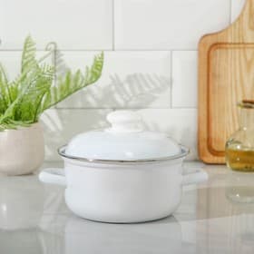 Кастрюля эмалированная, 1.5 л, d=16 см, с крышкой, без деколи, белая