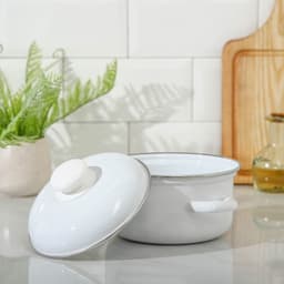 Кастрюля эмалированная, 1.5 л, d=16 см, с крышкой, без деколи, белая