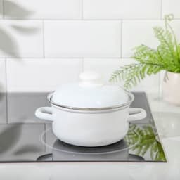 Кастрюля эмалированная, 1.5 л, d=16 см, с крышкой, без деколи, белая