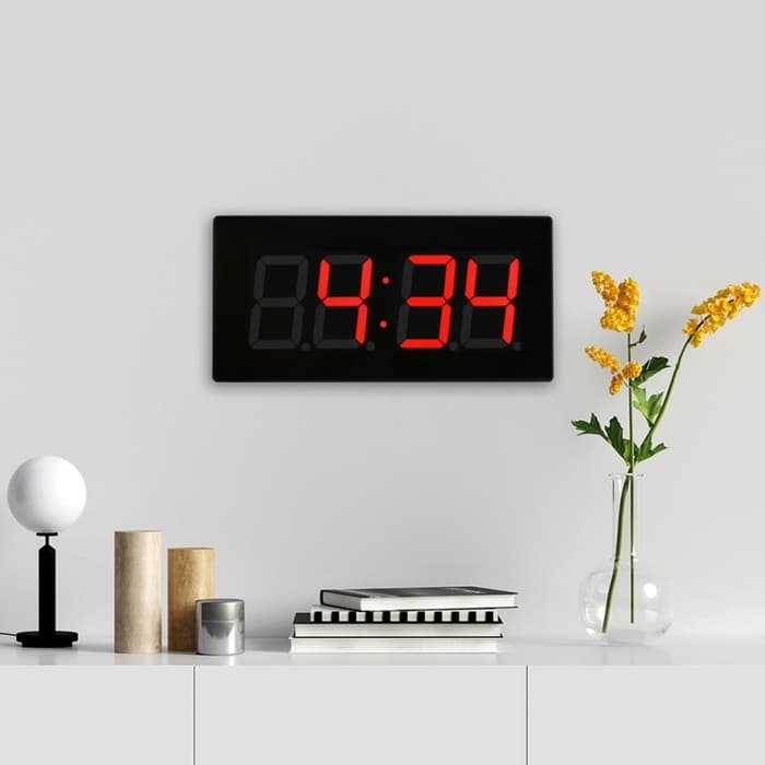 Часы электронные настенные, 23×3×47 см, USB, красная индикация, черные