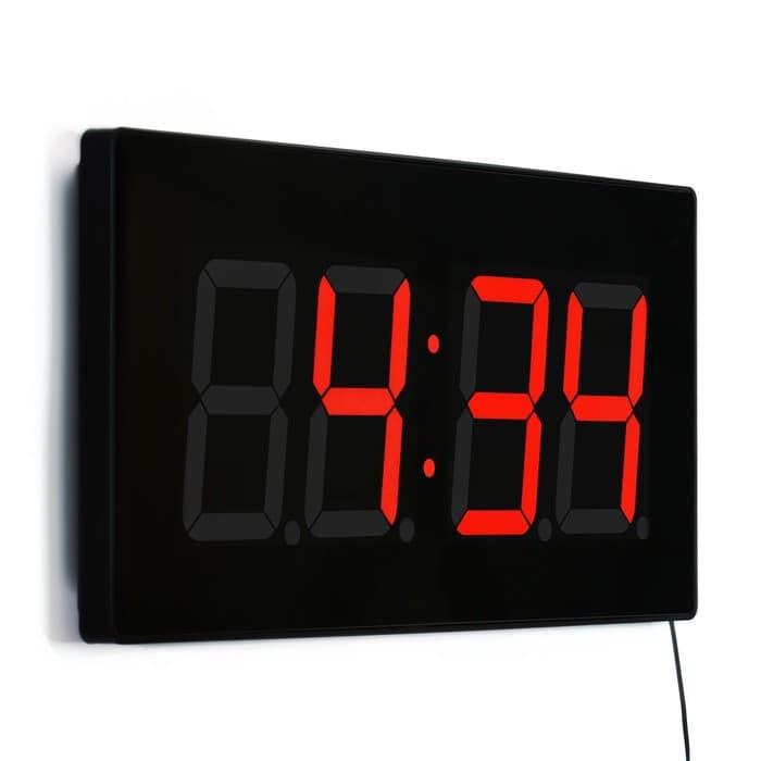 Часы электронные настенные, 23×3×47 см, USB, красная индикация, черные