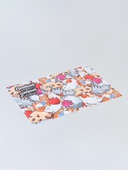 Коврик под миску «Сытый котик» 43×28 см