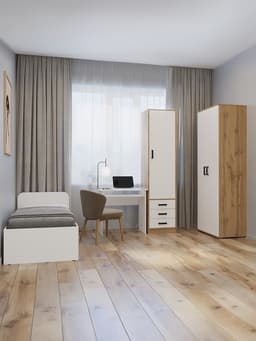 Шкаф – пенал «Клик Мебель», 3 ящика, 500×500×2100 мм, цвет дуб вотан/белый