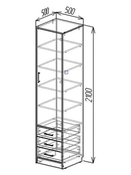 Шкаф – пенал «Клик Мебель», 3 ящика, 500×500×2100 мм, цвет дуб вотан/белый