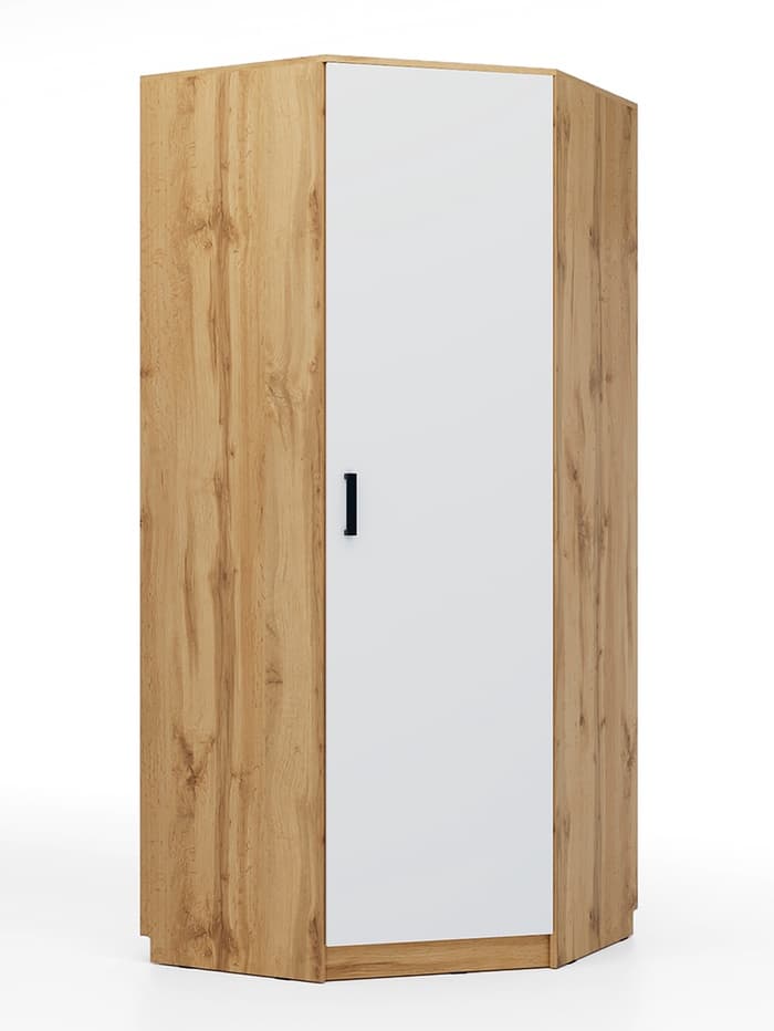 Шкаф угловой «Клик Мебель», 900×900×2100 мм, цвет дуб вотан/белый