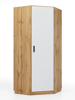 Шкаф угловой «Клик Мебель», 900×900×2100 мм, цвет дуб вотан/белый