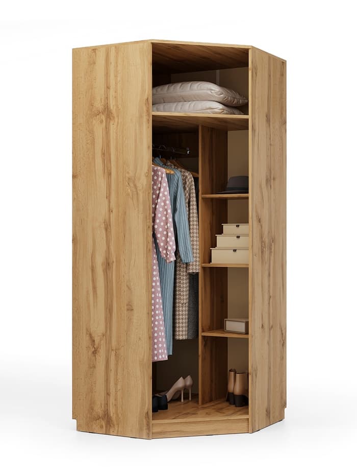 Шкаф угловой «Клик Мебель», 900×900×2100 мм, цвет дуб вотан/белый