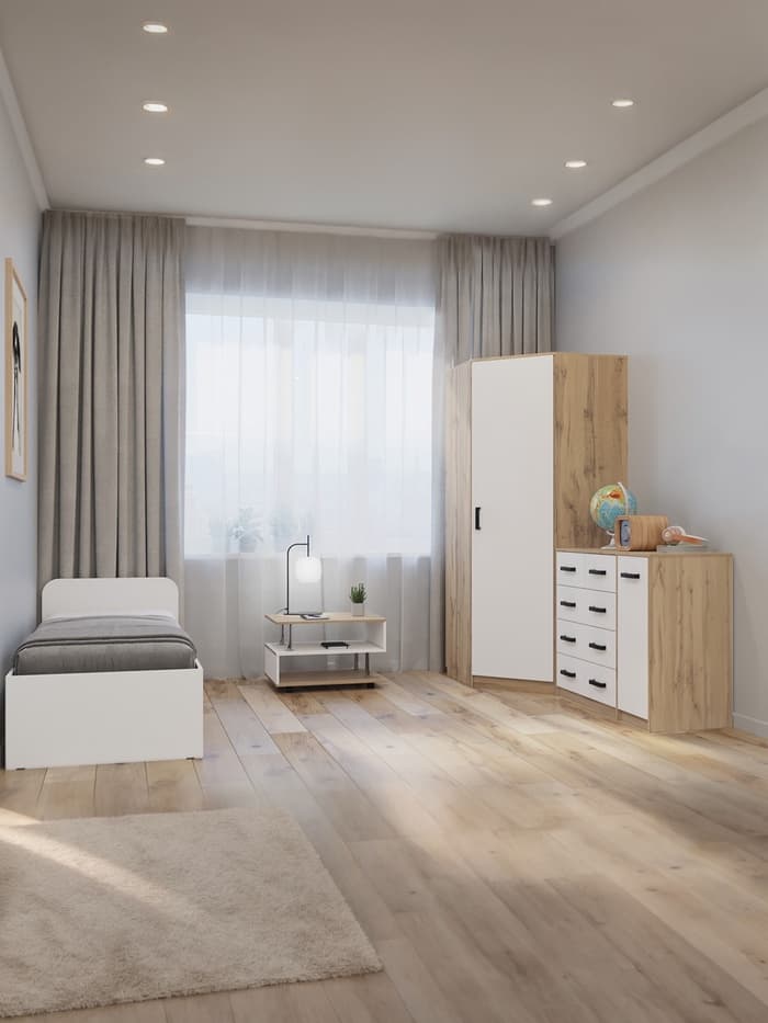 Шкаф угловой «Клик Мебель», 900×900×2100 мм, цвет дуб вотан/белый