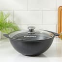 Казан KUKMARA, 3.5 л, литые ручки, антипригарное покрытие, стеклянная крышка, литой алюминий, серый