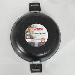 Сотейник KUKMARA «Мраморная», d=30 см, съёмные ручки, стеклянная крышка, антипригарное покрытие, литой алюминий, серая