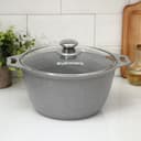 Кастрюля KUKMARA «Мраморная», 4 л, d=26 см, h=14 см, стеклянная крышка, антипригарное покрытие, литой алюминий, серая