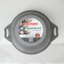 Кастрюля KUKMARA «Мраморная», 4 л, d=26 см, h=14 см, стеклянная крышка, антипригарное покрытие, литой алюминий, серая