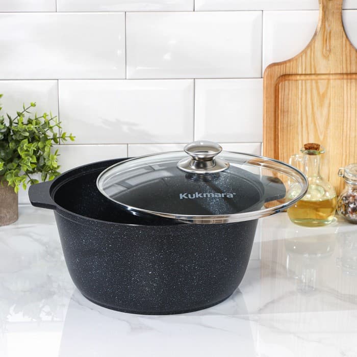 Жаровня, 5 л, d=29 см, стеклянная крышка, антипригарное покрытие, серый