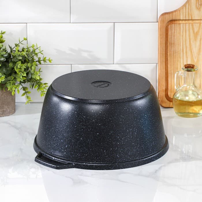 Жаровня, 5 л, d=29 см, стеклянная крышка, антипригарное покрытие, серый