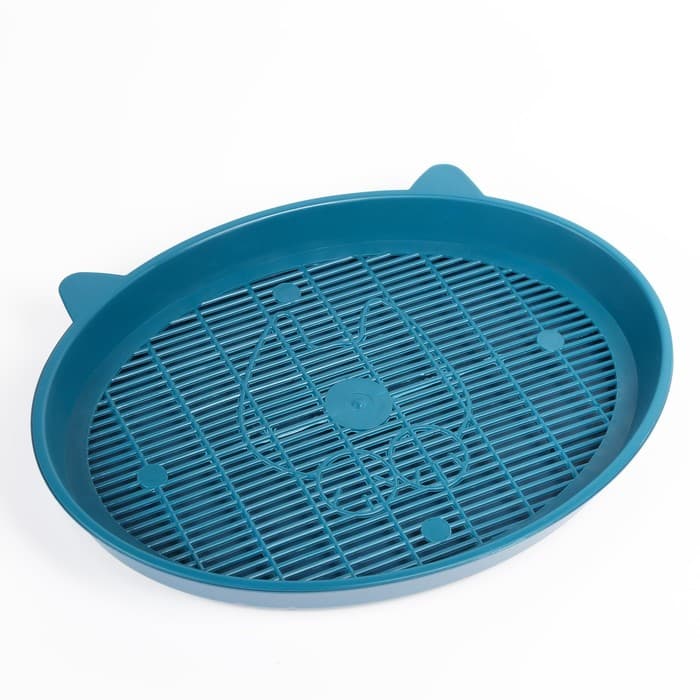 Туалет для кошек «Киса», 37×27×4 см, с сеткой, пластик, синий