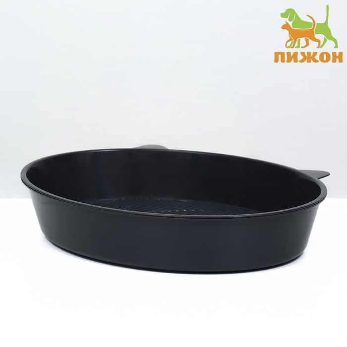 Туалет для кошек «Киса», 36×27×6 см, с сеткой, пластик, серый микс