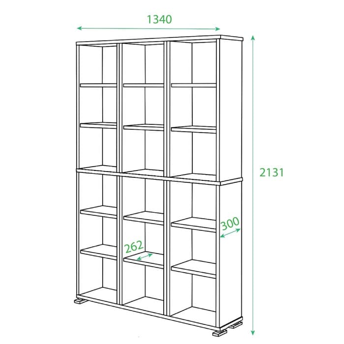 Стеллаж напольный «Домино. ПУ-40/2», 1340×300×2130 мм, цвет венге