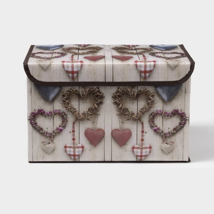 Короб стеллажный для хранения с крышкой «Сердца», 37×24×24 см