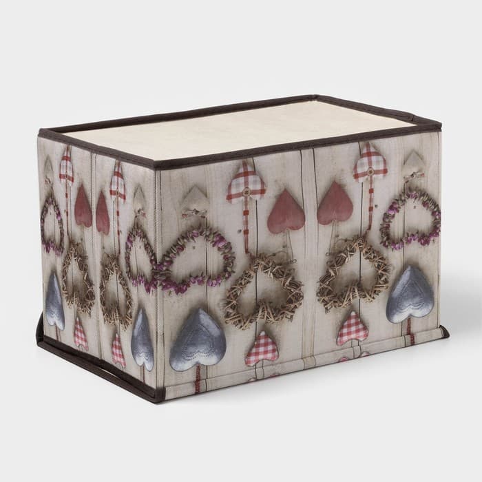 Короб стеллажный для хранения с крышкой «Сердца», 37×24×24 см