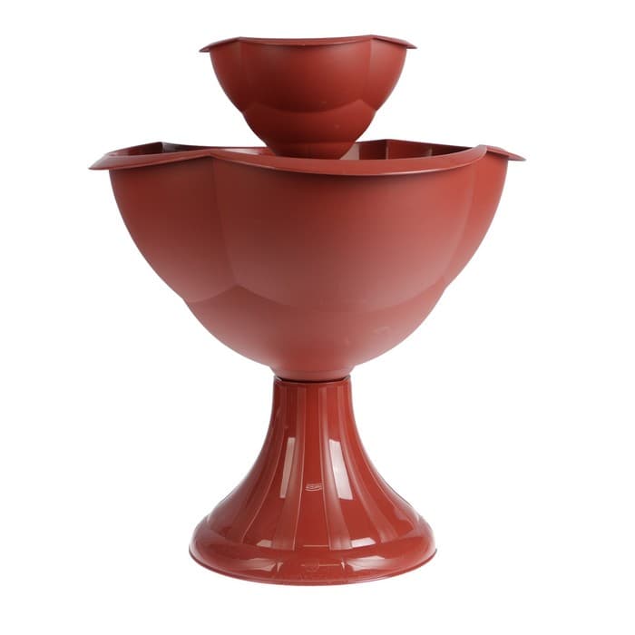 Клумба «Водопад», 2 яруса, 33.5 л, d=27-55 см, бортик h=60 см, пластиковая, коричневая