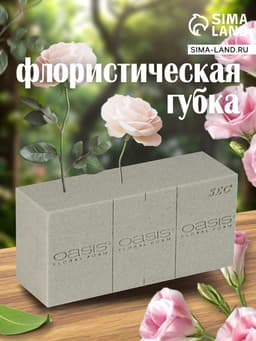 Губка флористическая для сухоцветов, букетов и цветов «Оазис Сухой кирпич», 23×11×8 см