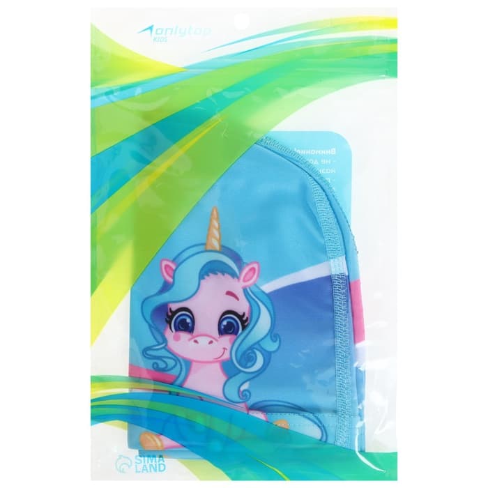 Шапочка для плавания детская ONLYTOP «Единорожка», тканевая, обхват 46-52 см