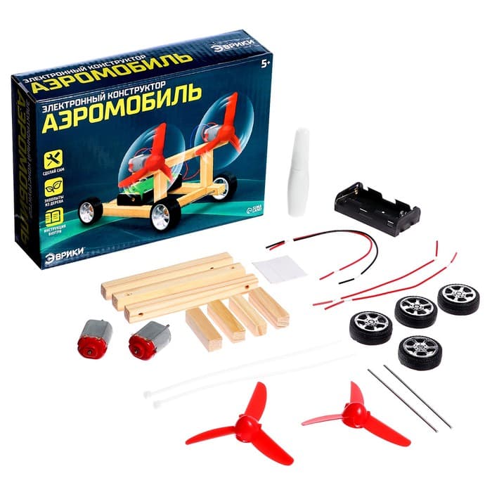 Электронный конструктор «Аэромобиль», из дерева, работает от батареек