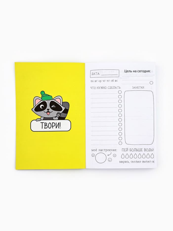 Блокнот творческий с заданиями А6+, 120 листов «Енотик-блокнотик»