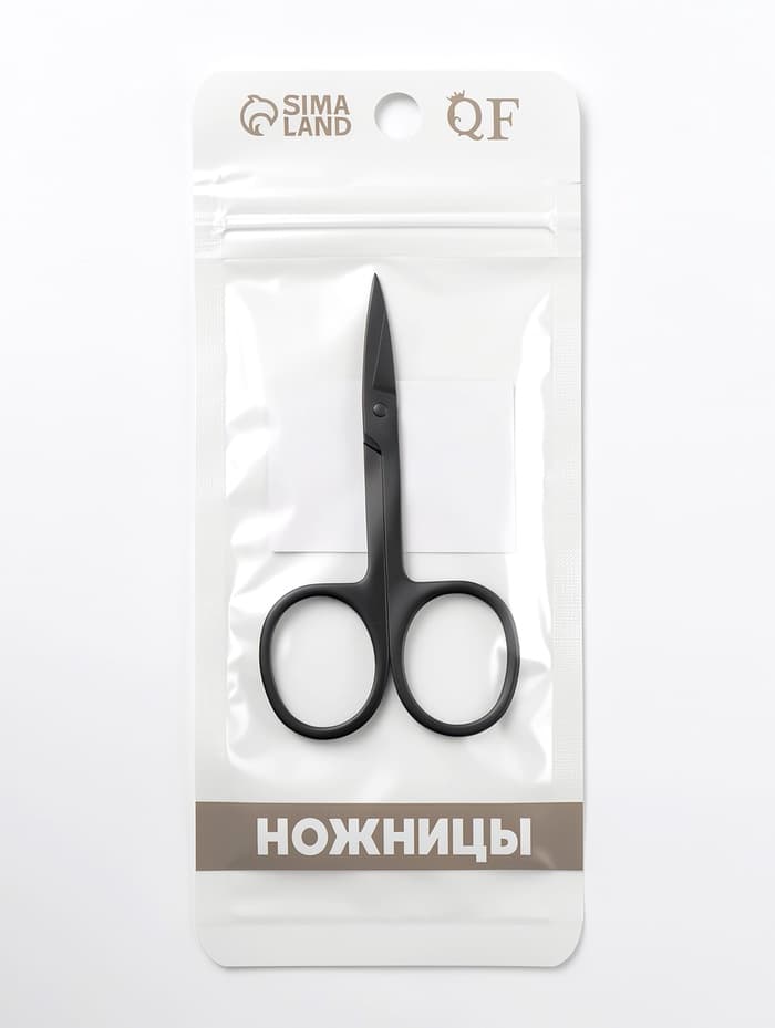 Ножницы маникюрные, узкие, загнутые, 8.8 см, чёрные