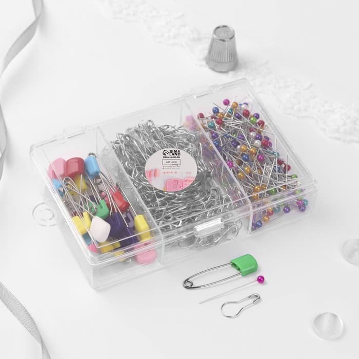 Набор булавок: портновские, с круглым концом, английские, 22 / 37 / 40 мм, 422 шт., разноцветный