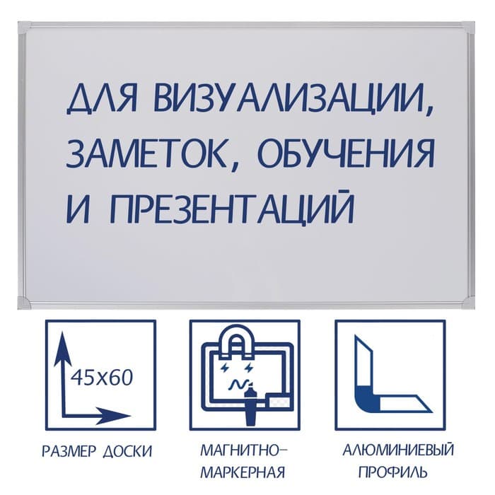 Доска магнитно-маркерная, Calligrata REEF, 45×60 см, в алюминиевой рамке