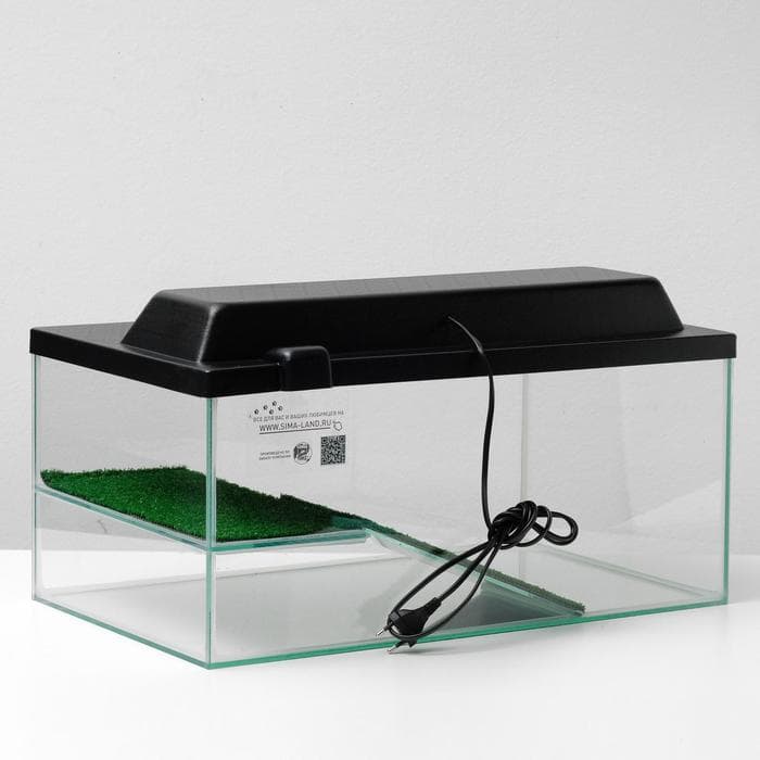 Террариум для черепах 45 л, с крышкой, полкой и лесенкой, 55×33×25 см