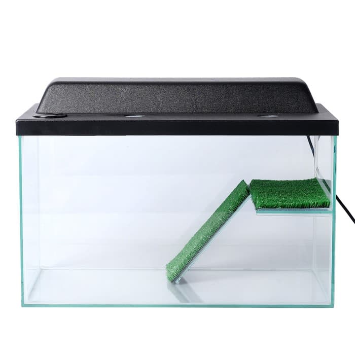 Террариум для черепах 37 л, с крышкой, полкой и лесенкой, 50×25×30 см