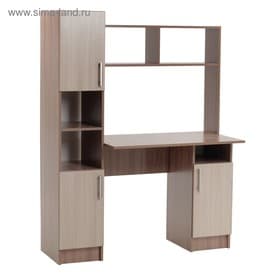 Стол компьютерный «Клик Мебель», 1230×570×1600 мм, с надстройкой, цвет ясень шимо тёмный/светлый