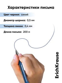 Стираемая ручка ErichKrause. R=301 Magic Gel, гелевая, синий стержень, узел 0.5 мм