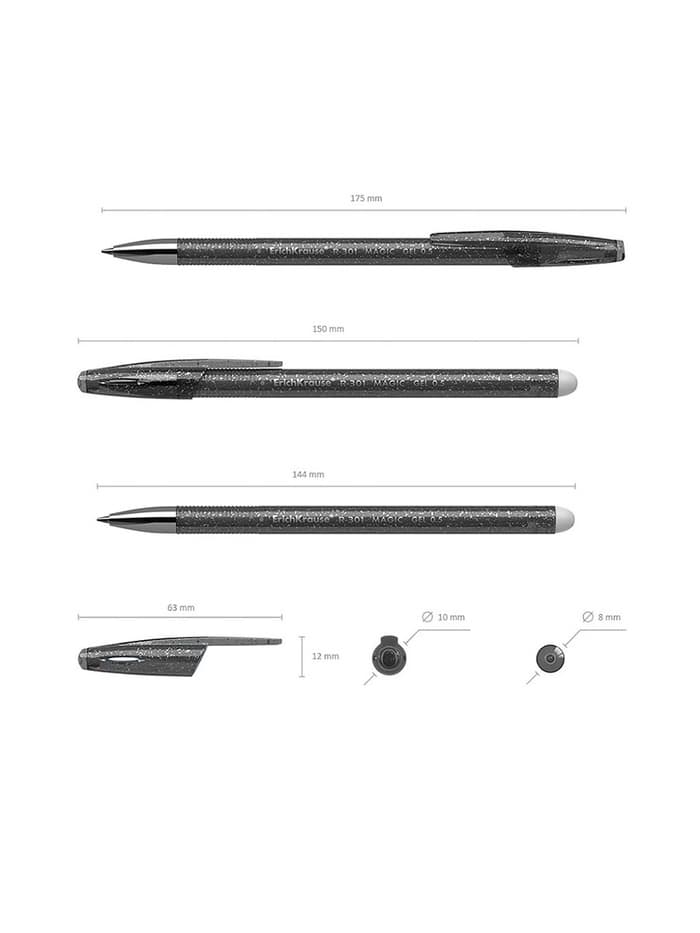 Стираемая ручка ErichKrause. R-301 Magic Gel, гелевая, чёрный стержень, узел 0.5 мм