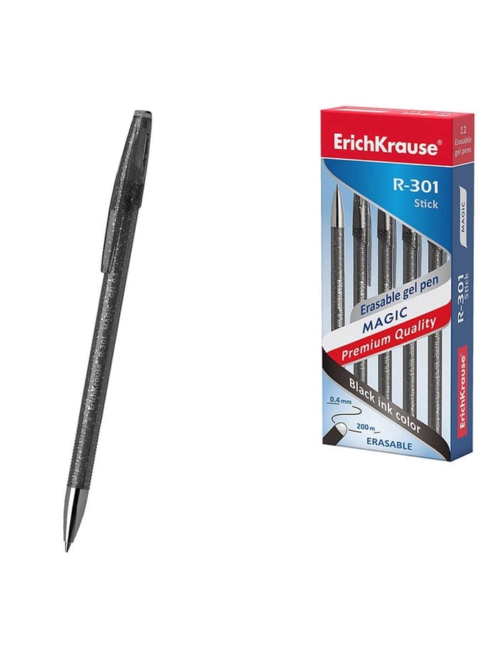 Стираемая ручка ErichKrause. R-301 Magic Gel, гелевая, чёрный стержень, узел 0.5 мм