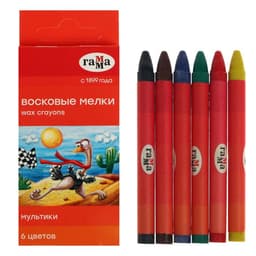 Мелки восковые, 6 цветов, «Гамма», круглые