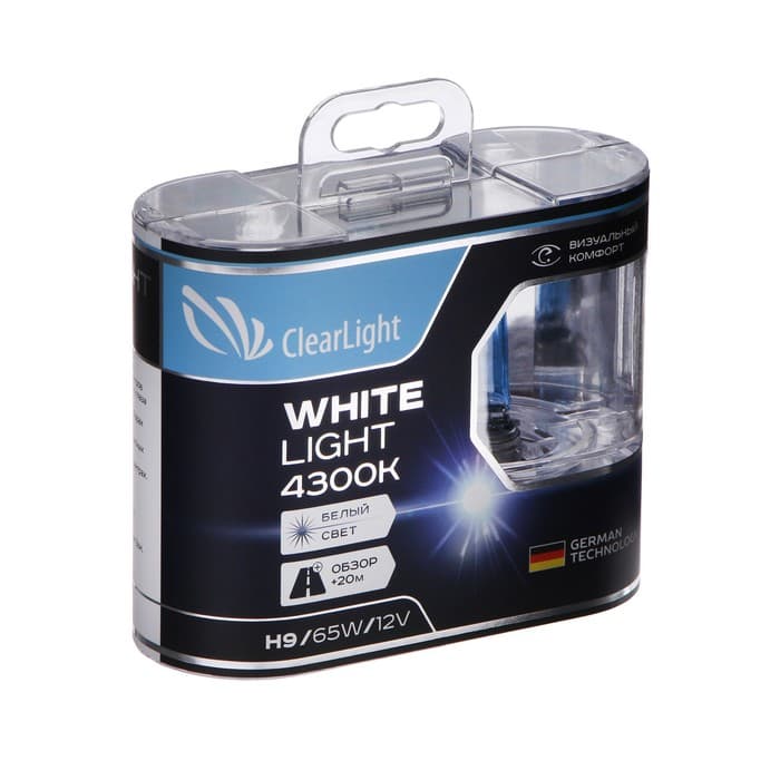 Лампа автомобильная Clearlight WhiteLight, H9, 12 В, 65 Вт, набор 2 шт.